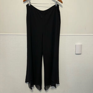 Alex Evenings Black Pants Petite PM Women’s Vintage Wide Leg Chiffon No Elastic